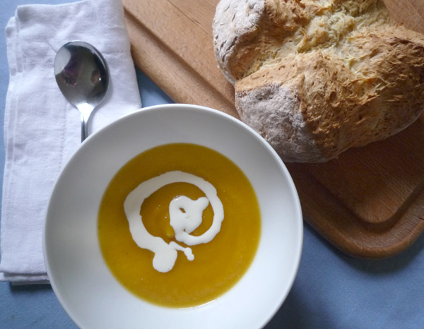 Roast Butternut Squash soup served with Soda Bread